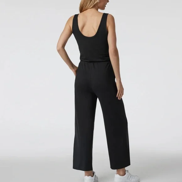 vuori falls wide leg jumpsuit in black heather - Picture 2 of 10